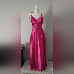 Vnaix Dress Women prom wedding cocktail bridesmaid  adjustable lace up back Pink